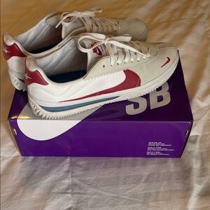 Nike White and Red Cortez Sneakers